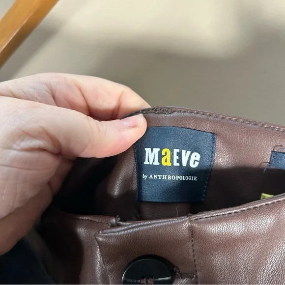 Anthropologie Maeve The Colette Faux Leather Chocolate Brown Crop Pants Size 28 - Picture 5 of 10